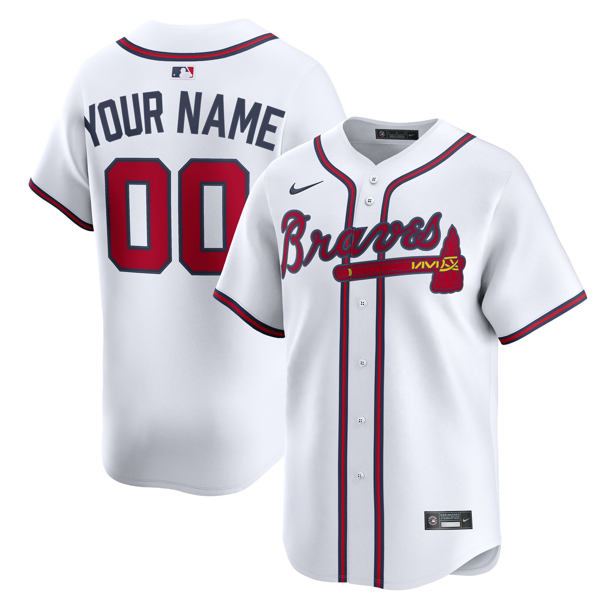 Atlanta Braves White Home Limited Custom MLB Jersey Men's