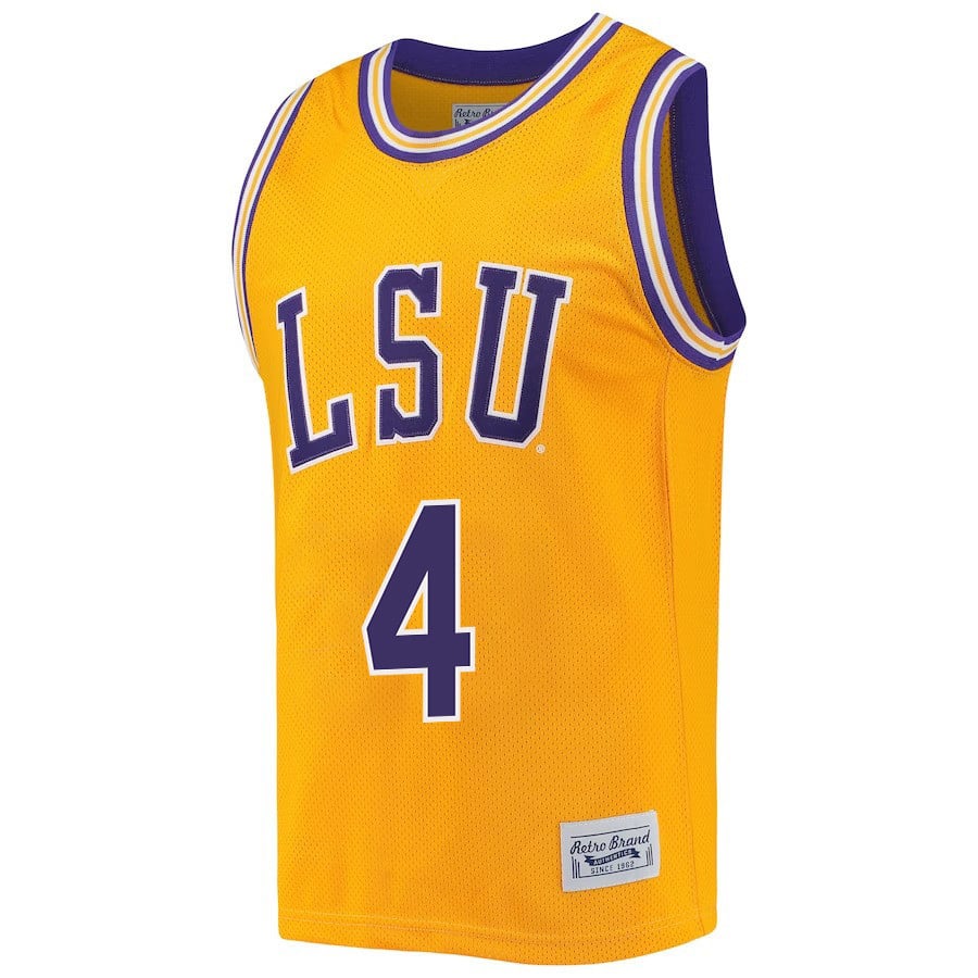 Flau'jae Johnson 4 LSU Tigers 2023 Retro- Gold NCAA Jersey Men's