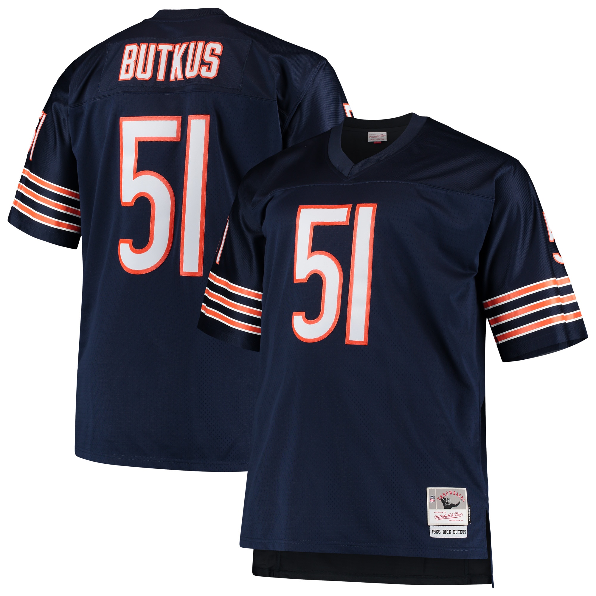 Chicago Bears Dick Butkus Mitchell Ness Navy Big Tall 1966 Retired Player NFL Jersey Men's