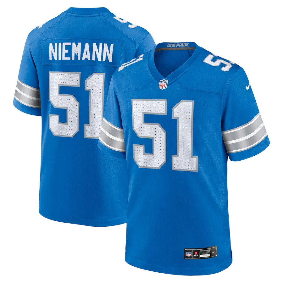 Ben Niemann 51 Detroit Lions Team Game Blue NFL Jersey Men's