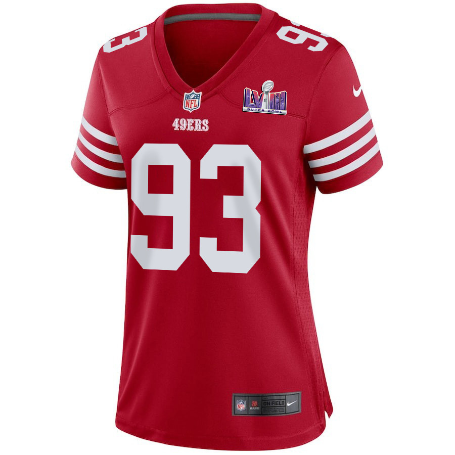 Kalia Davis 93 San Francisco 49ers Super Bowl LVIII Patch Game Scarlet NFL Jersey Women's