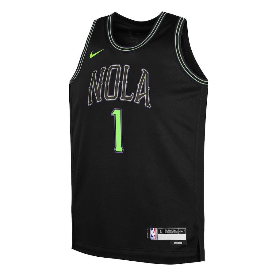 Zion Williamson 1 New Orleans Pelicans 2023/24 City Edition Swingma Black NBA Jersey Youth
