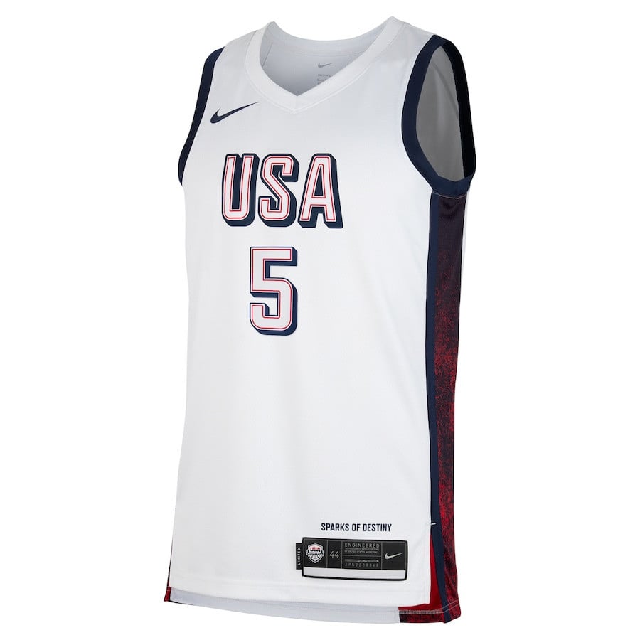 Anthony Edwards 5 USA Unisex 2024 Swingman Player White NBA Jersey Unisex