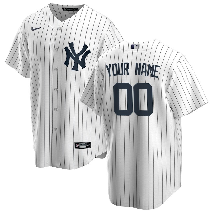 New York Yankees Home Custom White MLB Jersey Men's