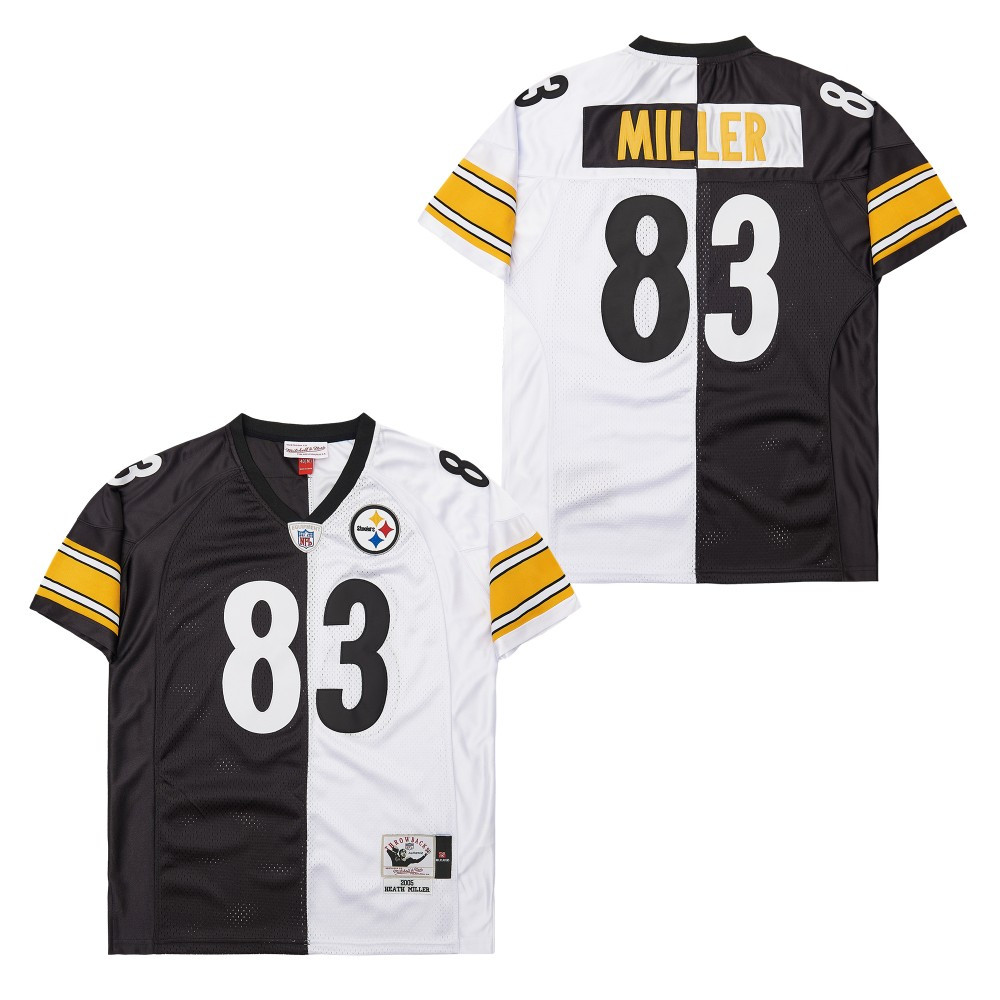 Heath Miller 83 Pittsburgh Steelers Two-Toned Retro Throwback Black/White NFL Jersey Men's