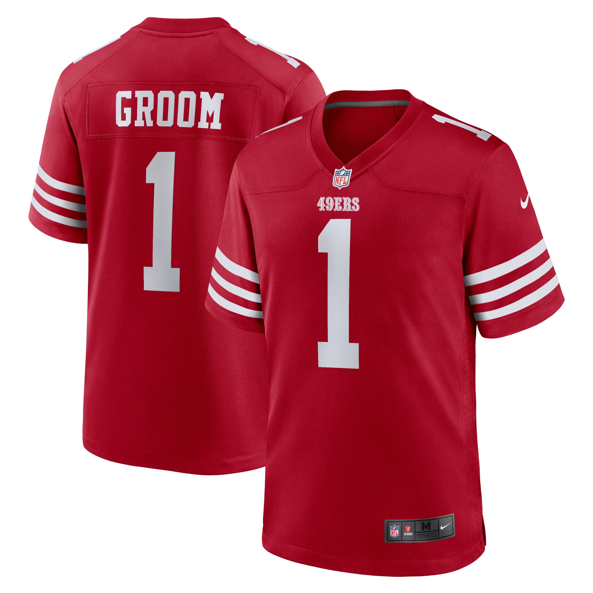 San Francisco 49ers Number 1 Groom Scarlet Game NFL Jersey Men's
