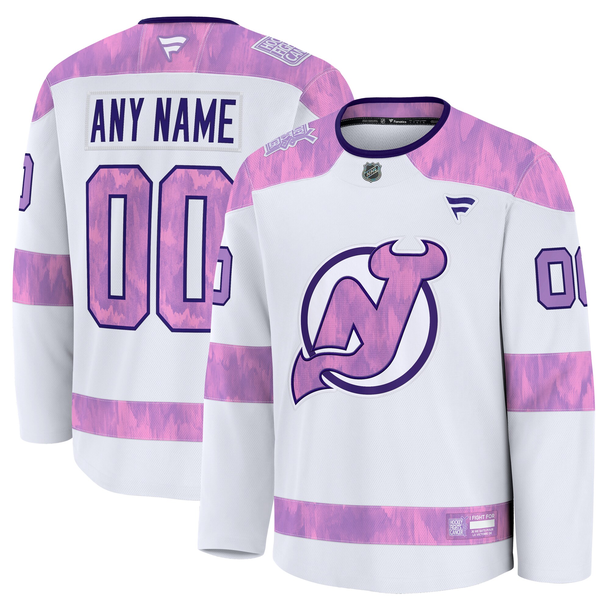 New Jersey Devils White 2024 Fights Cancer Custom Practice NHL Jersey Men's