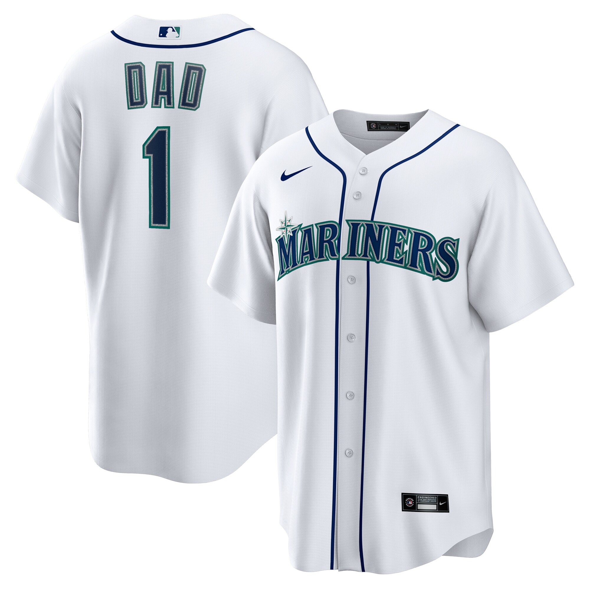 Seattle Mariners White #1 Dad Home MLB Jersey Men's
