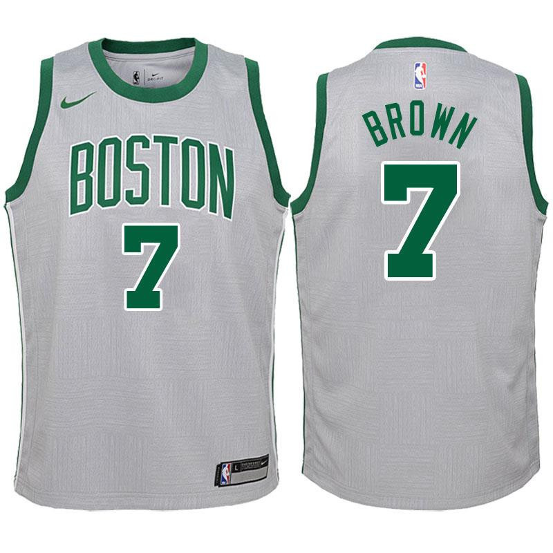 Boston Celtics 7 Jaylen Brown Gray Swingman-City Edition NBA Jersey Youth