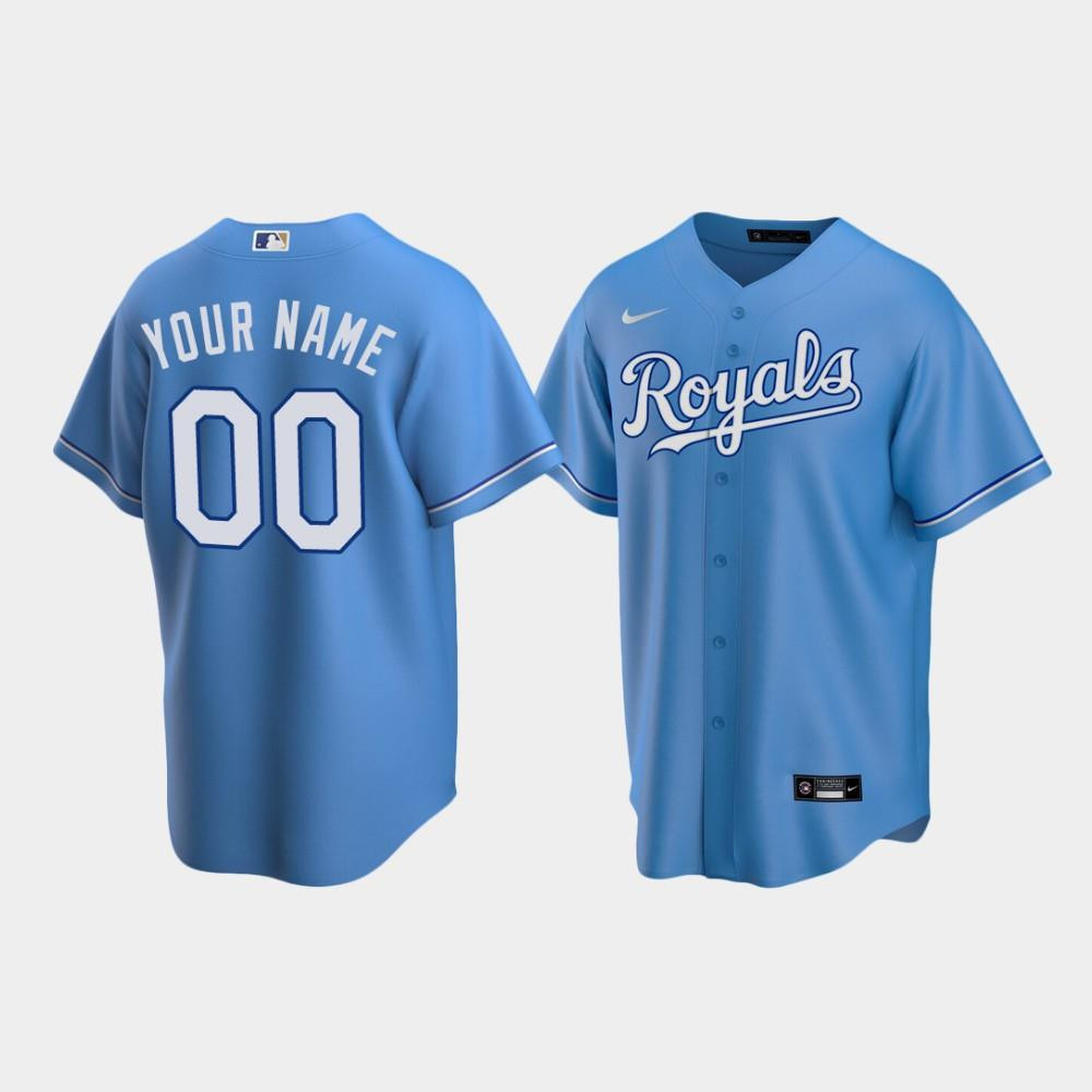 Kansas City Royals 00 Custom Light Blue Alternate MLB Jersey Men's