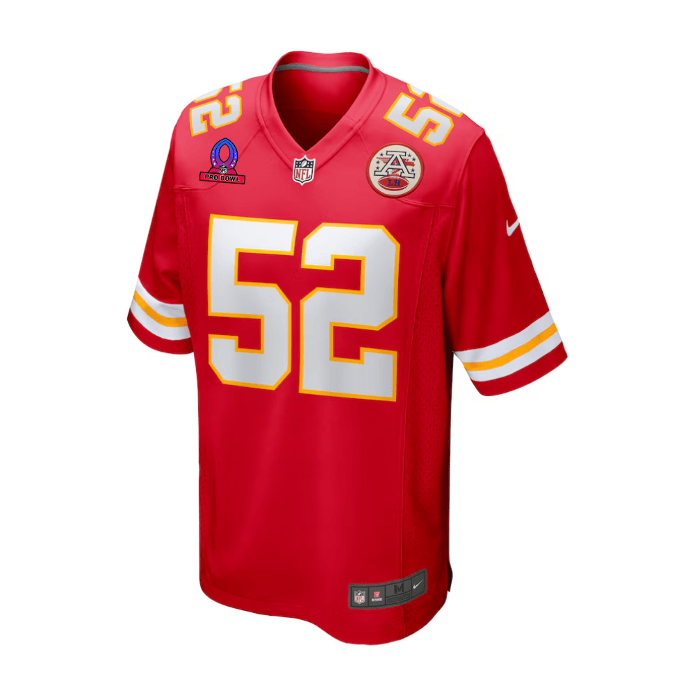 Creed Humphrey 52 Kansas City Chiefs 2025 Pro Bowl Patch Game Red NFL Jersey Men's