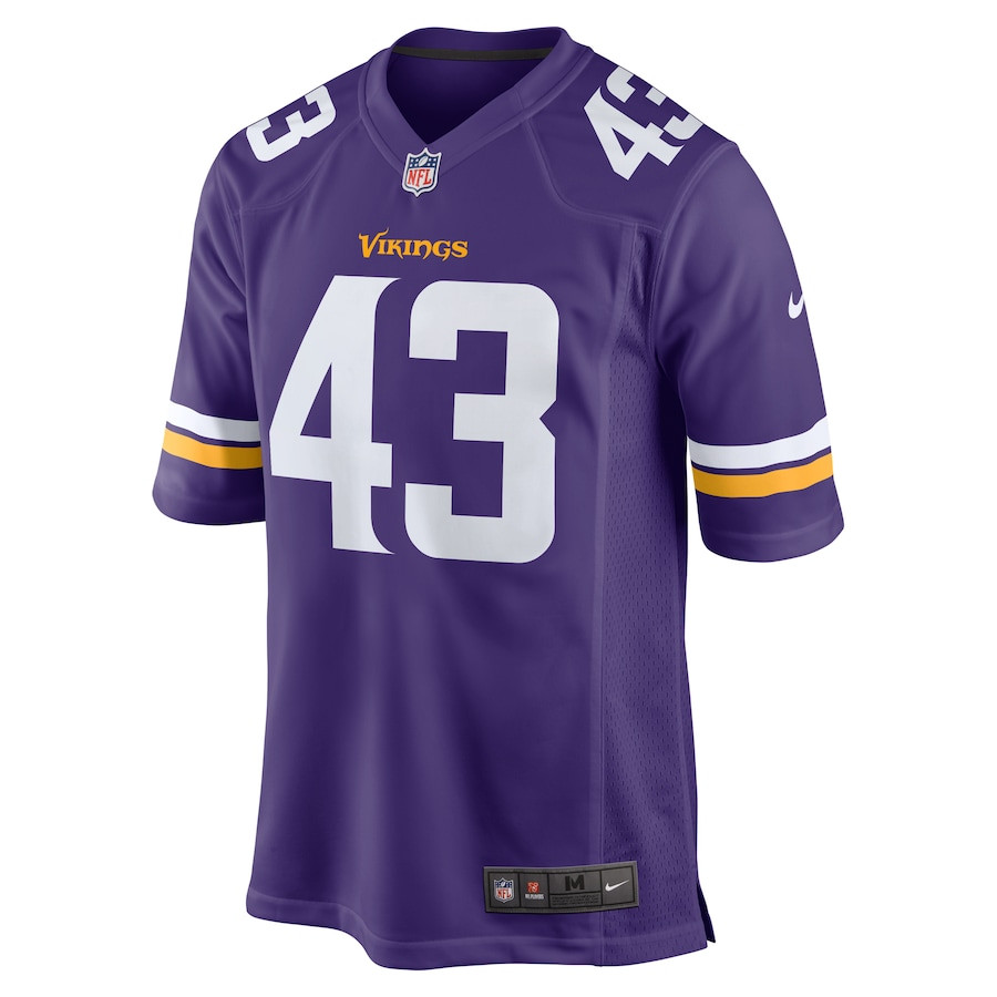 Andrew Van Ginkel 43 Minnesota Vikings Team Game Purple NFL Jersey Men's
