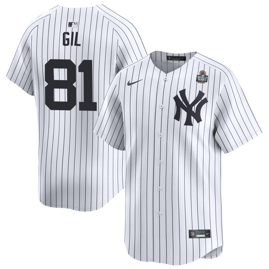 Luis Gil 81 New York Yankees 2024 World Series Home Limited Player White MLB Jersey Men's