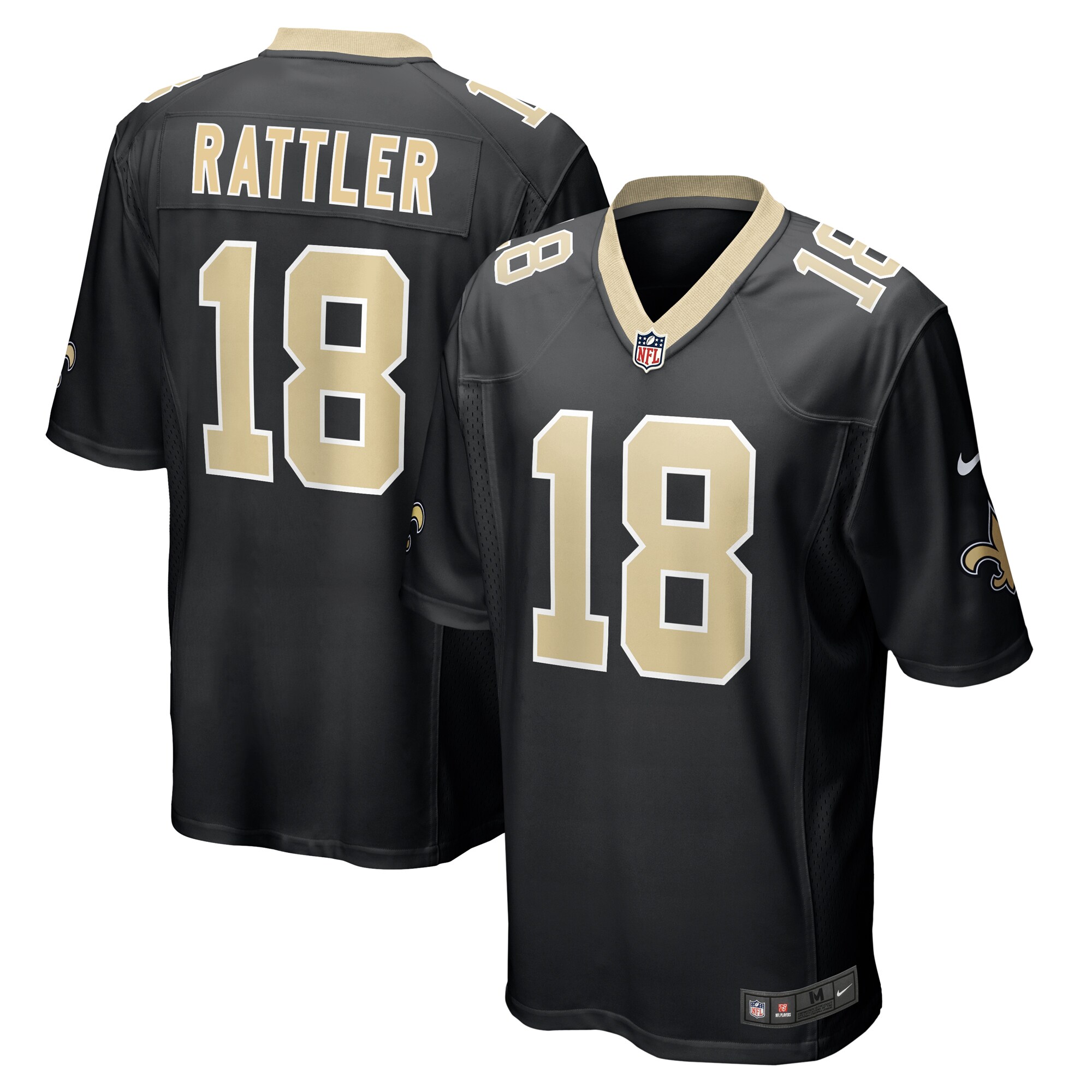 New Orleans Saints Spencer Rattler Black Game NFL Jersey Men's