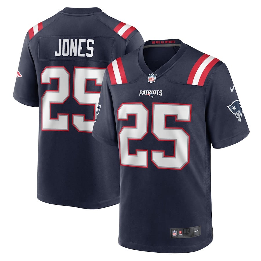 Marcus Jones 25 New England Patriots Game Navy NFL Jersey Men's