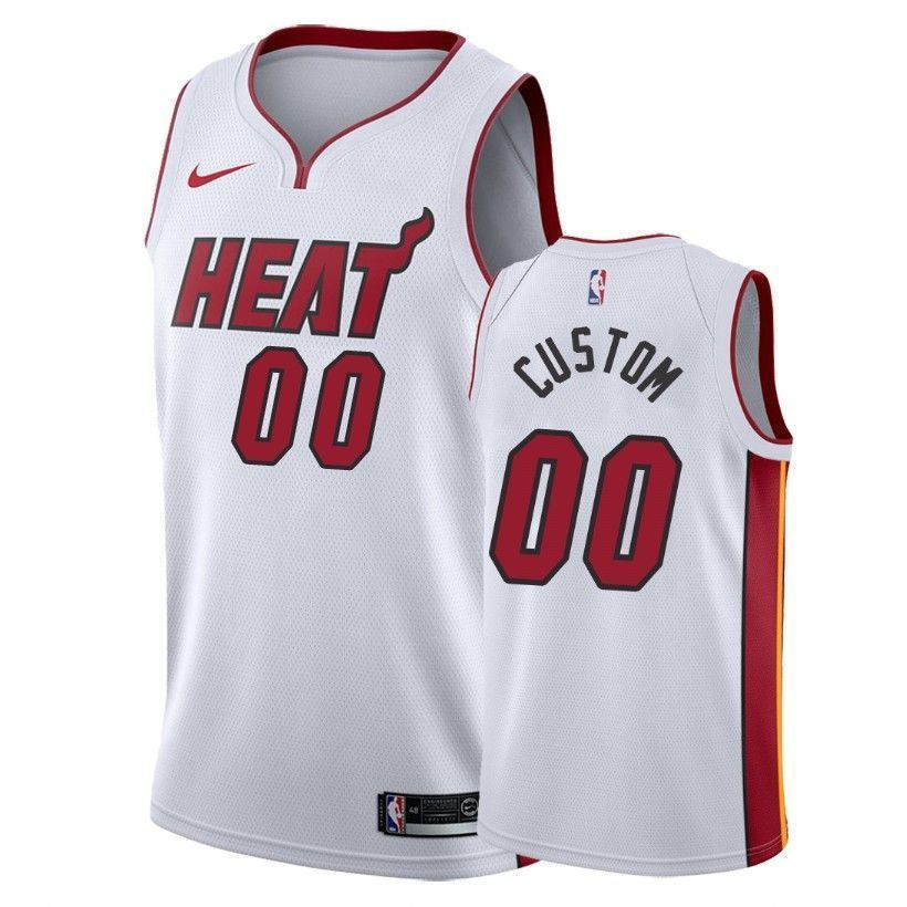 Miami Heat Custom 00 Associatio White NBA Jersey Men's
