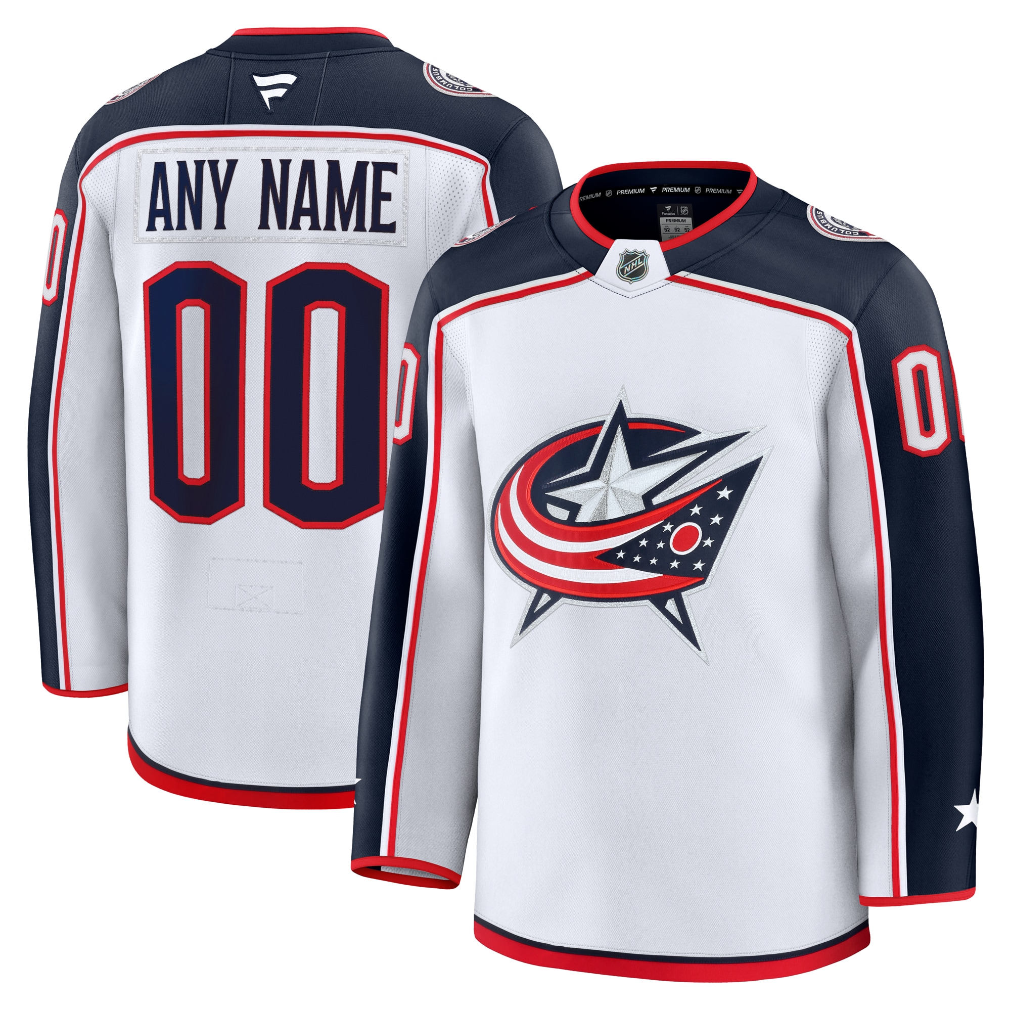 Columbus Blue Jackets White Away Premium Custom NHL Jersey Men's