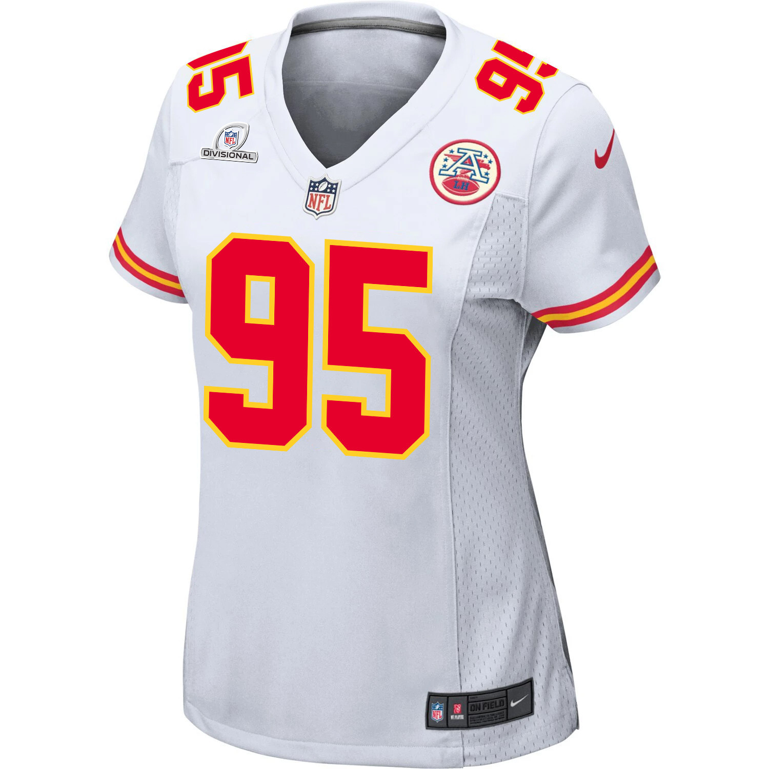 Chris Jones 95 Kansas City Chiefs Super Bowl LVIII Patch Game White NFL Jersey Women's