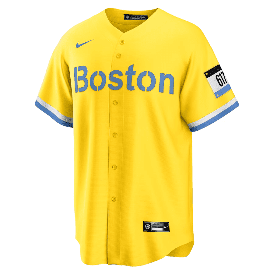Trevor Story 10 Boston Red Sox City Connect Gold/Light Blue MLB Jersey Men's