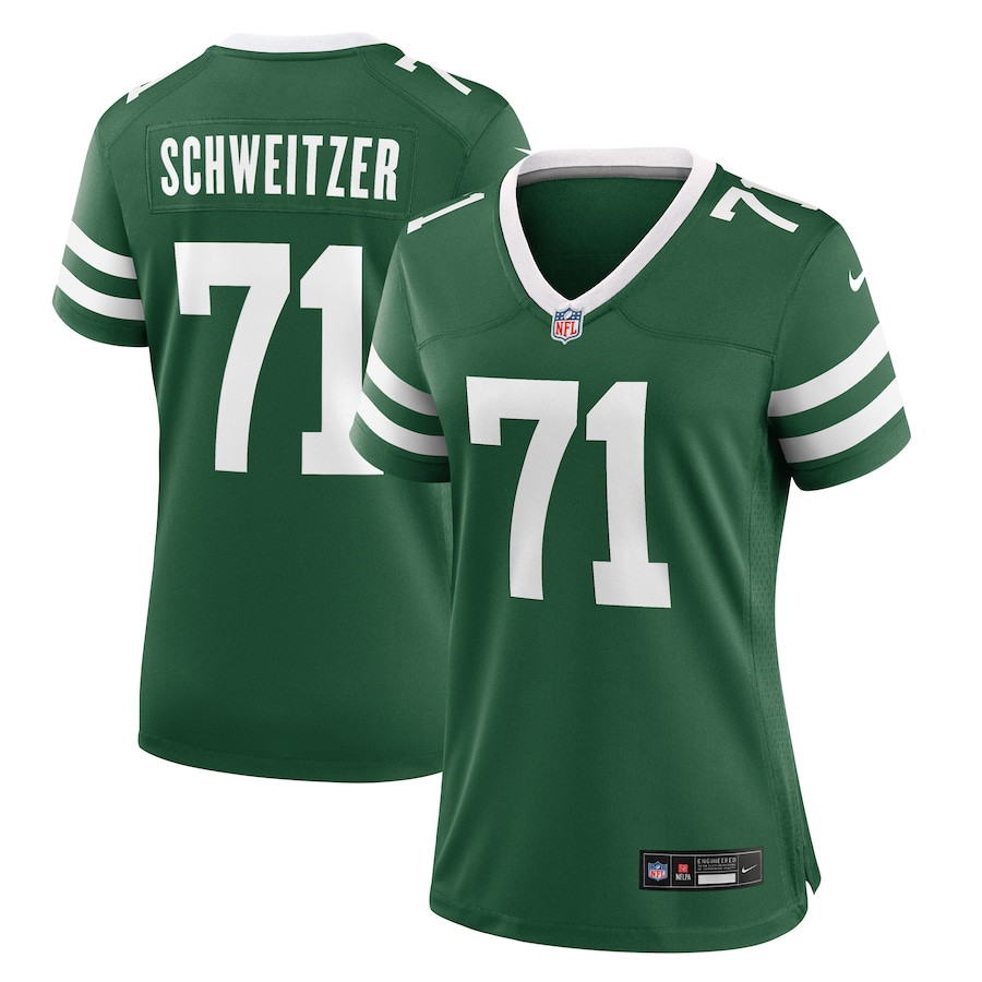 Wes Schweitzer 71 New York Jets Team Game Legacy Green NFL Jersey Women's