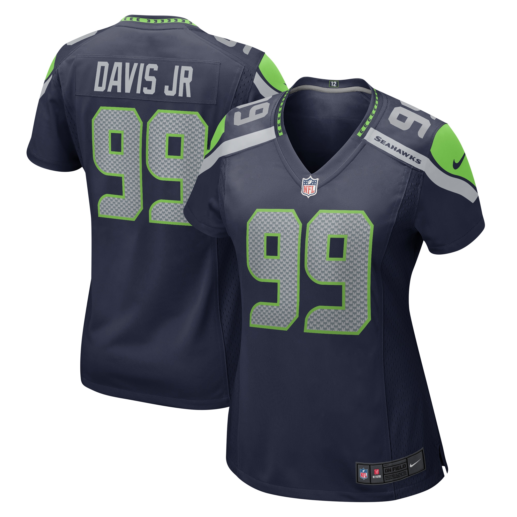 Seattle Seahawks Carl Davis Jr. Navy Game NFL Jersey Women's