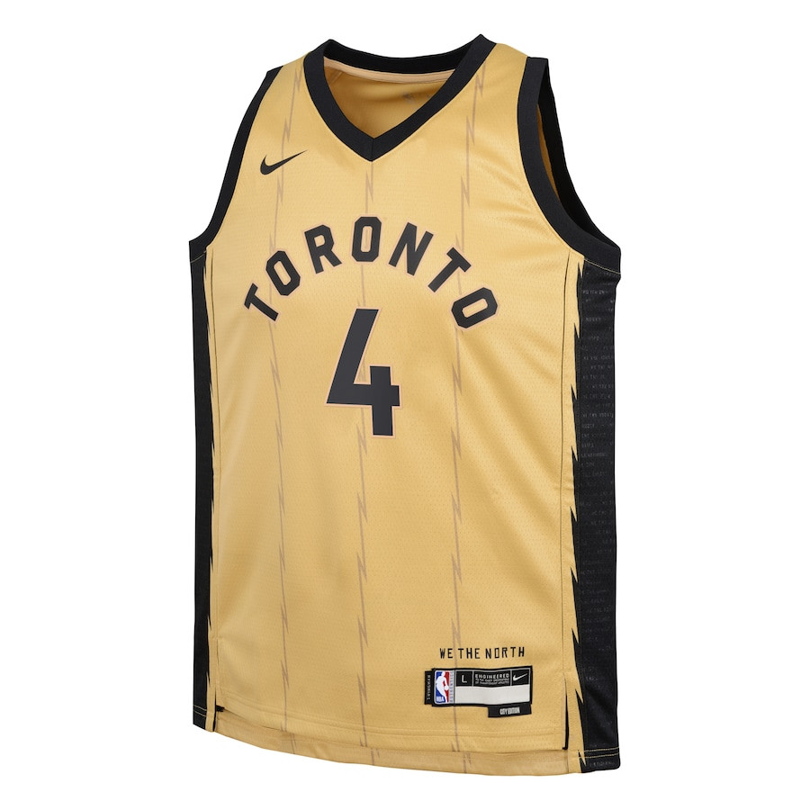 Scottie Barnes 4 Toronto Raptors 2023/24 City Edition Swingma Gold NBA Jersey Youth