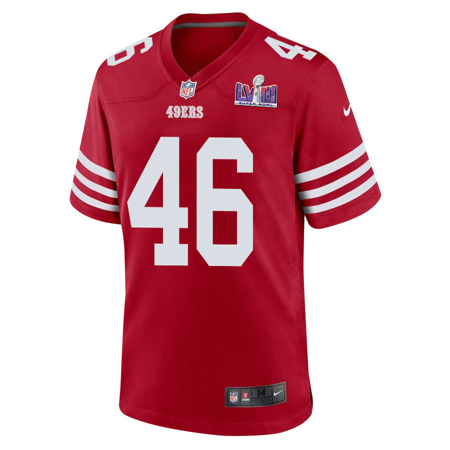 Taybor Pepper 46 San Francisco 49ers Super Bowl LVIII Patch Game Scarlet NFL Jersey Men's