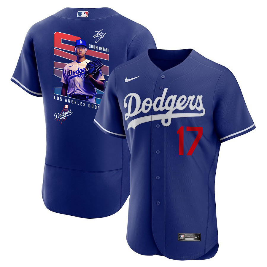 Shohei Ohtani 17 Los Angeles Dodgers Signed MVP 2023 Alternate ELITE Royal MLB Jersey Men's