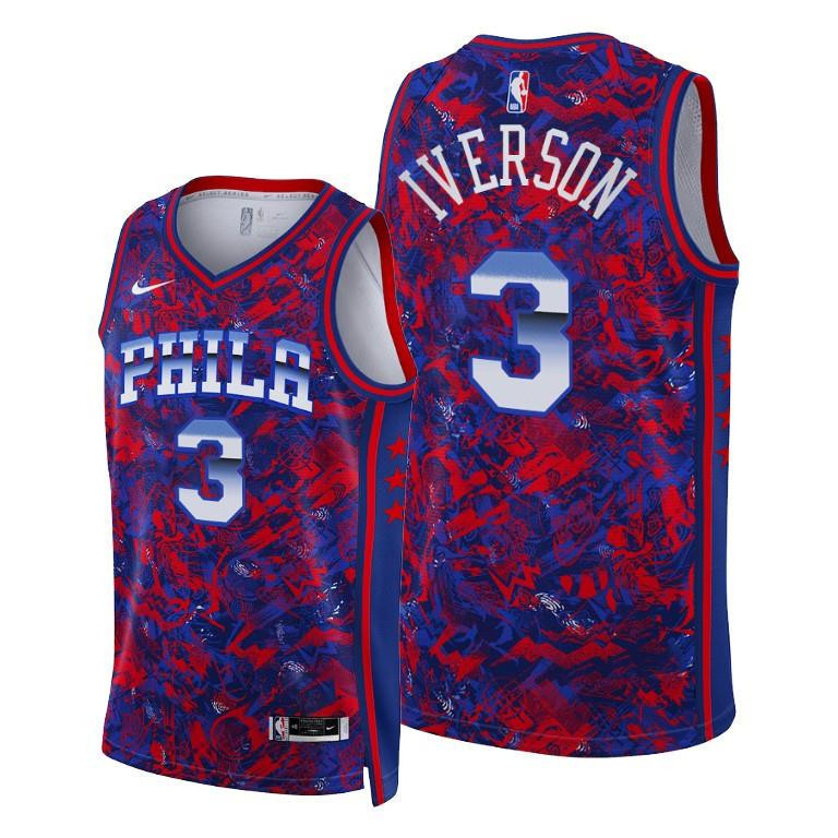 Allen Iverson 3 Philadelphia 76ers Select Series Royal Dazzle NBA Jersey Men's