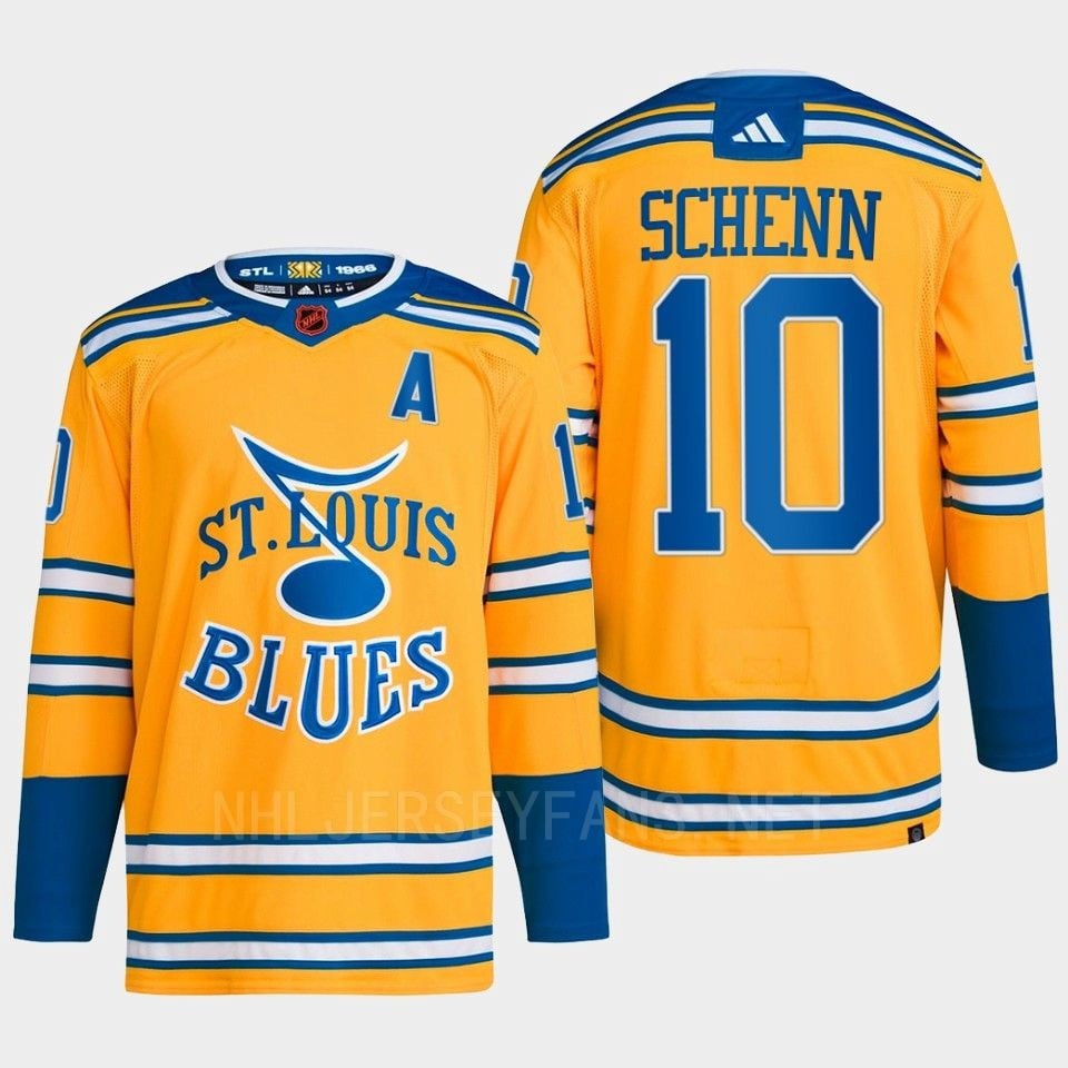 Brayden Schenn 10 Reverse Retro 2.0 2022 St. Louis Blues Yellow Primegreen NHL Jersey Men's
