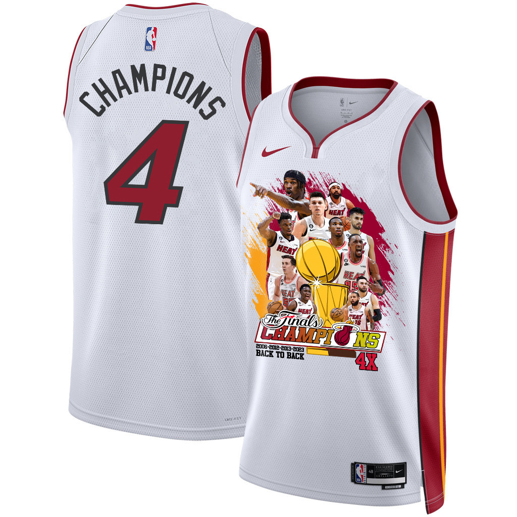 Miami Heat 4X Finals Champions Swingman White NBA Jersey Men's