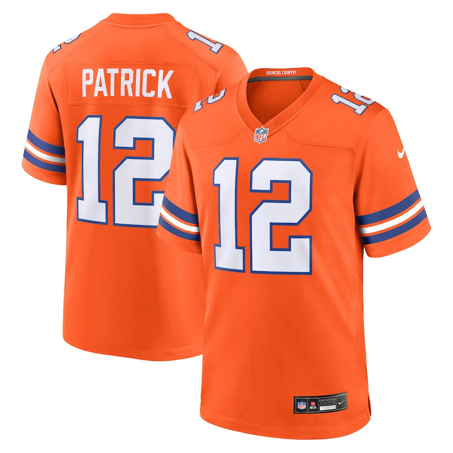 Tim Patrick 12 Denver Broncos Mile High Collection 1977 Throwback Player Game Orange NFL Jersey Men's