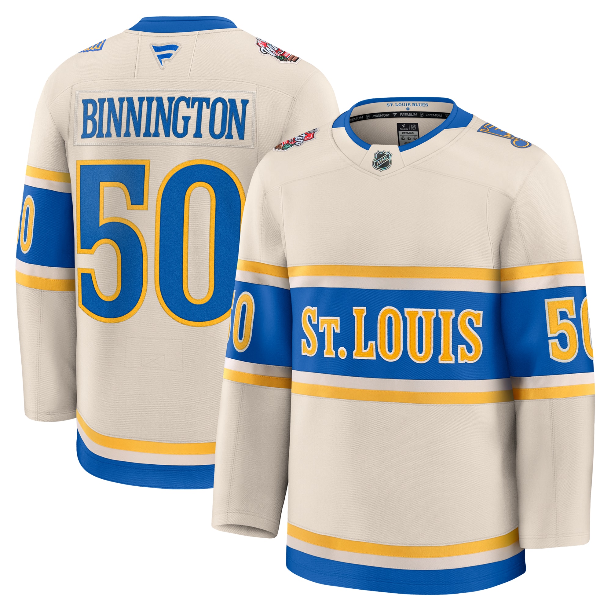 St. Louis Blues Jordan Binnington Cream 2025 Winter Classic Premium Player NHL Jersey Men's