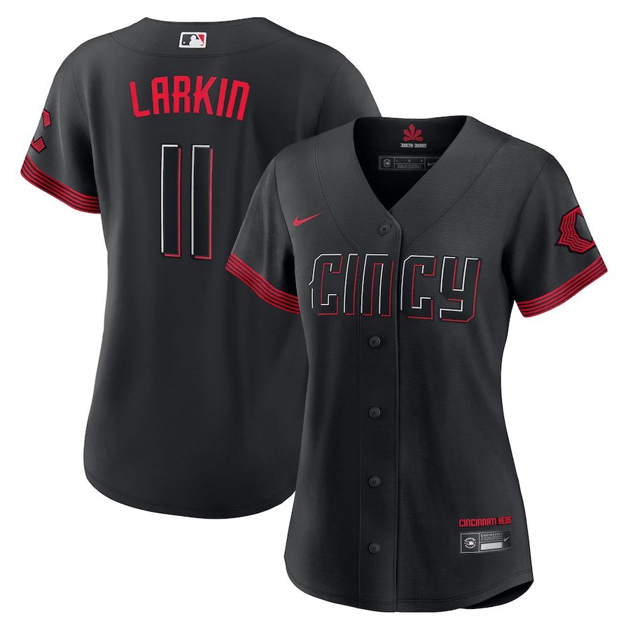 Barry Larkin 11 Cincinnati Reds 2023 City Connect Black MLB Jersey Women's