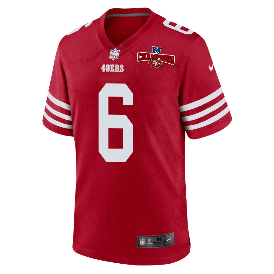 Danny Gray 6 San Francisco 49ers NFC Champions Patch Game Scarlet NFL Jersey Men's