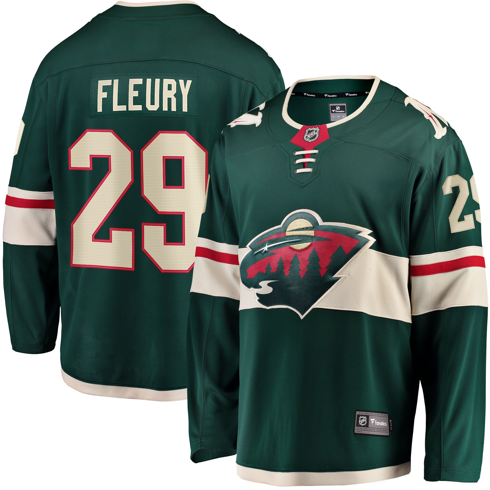 Minnesota Wild Marc-Andre Fleury Green Home Breakaway Player NHL Jersey Men's