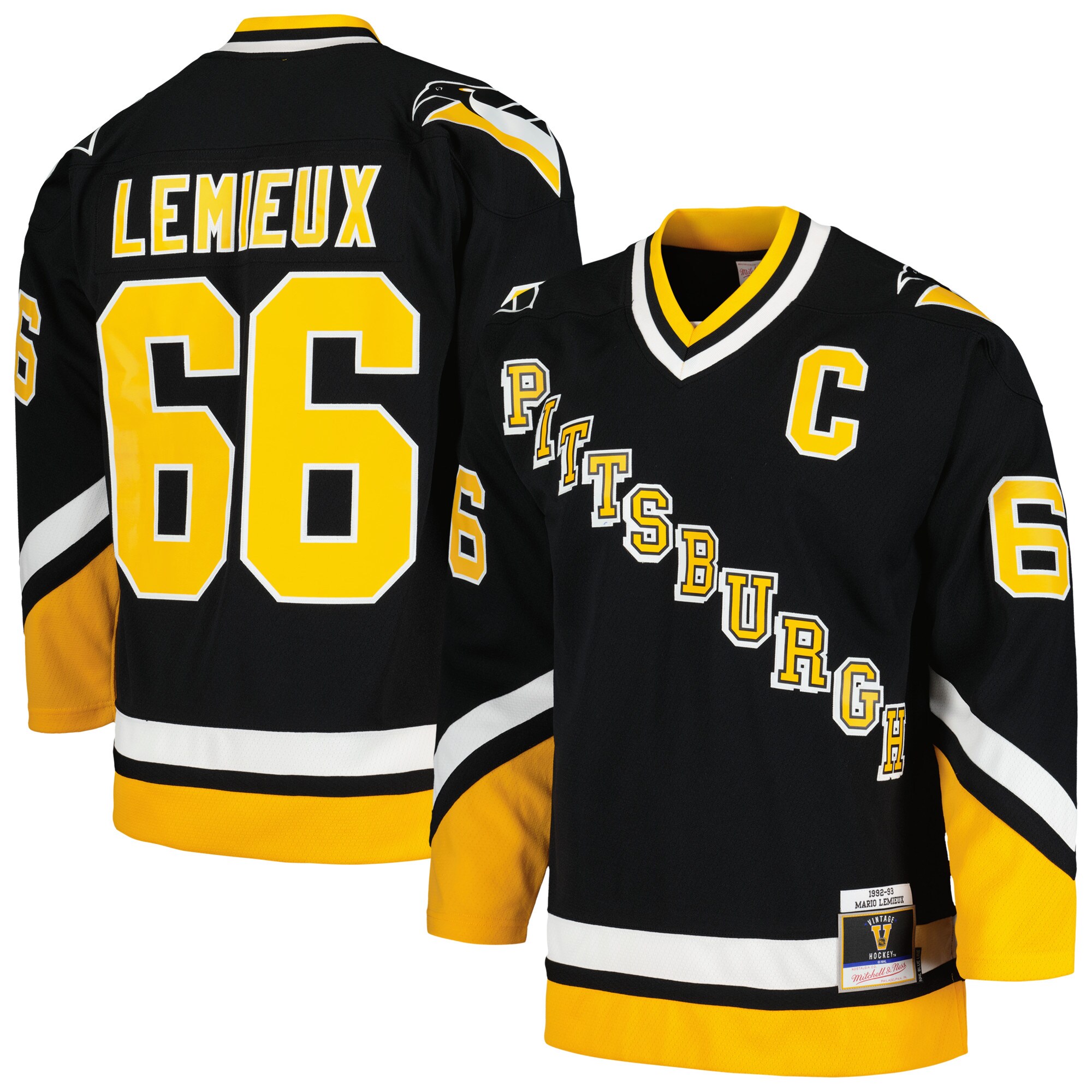 Pittsburgh Penguins Mario Lemieux Mitchell Ness Black 1992/93 Blue Line Player NHL Jersey Men's