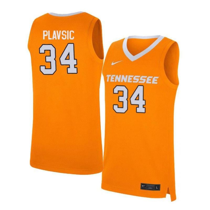 34 Uros Plavsic Orange Elite Tennessee Volunteers NCAA Jersey Men's