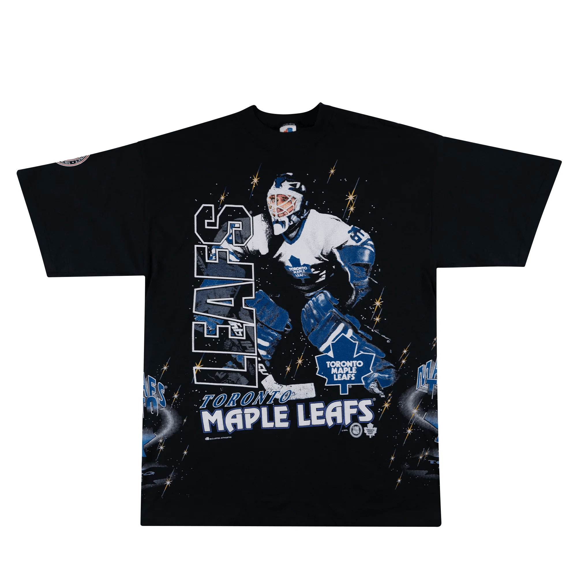 Toronto Maple Leafs Bulletin All Over Print T-shirt Black NHL Jersey Men's