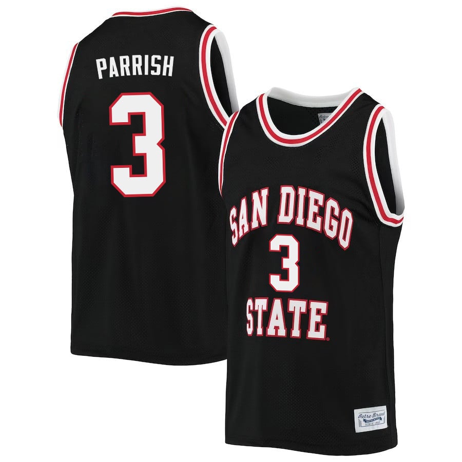 Micah Parrish 3 San Diego State Aztecs 2023- Black NCAA Jersey Men's