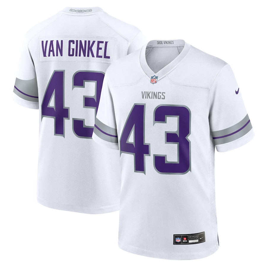 Andrew Van Ginkel 43 Minnesota Vikings Alternate Game White NFL Jersey Men's