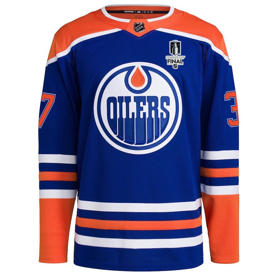 Warren Foegele 37 Edmonton Oilers 2024 STANLEY CUP Final Home Primegreen Royal NHL Jersey Men's