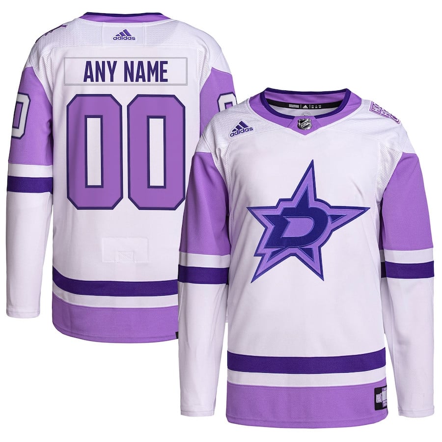 Dallas Stars Fights Cancer Primegreen Custom White/Purple NHL Jersey Men's