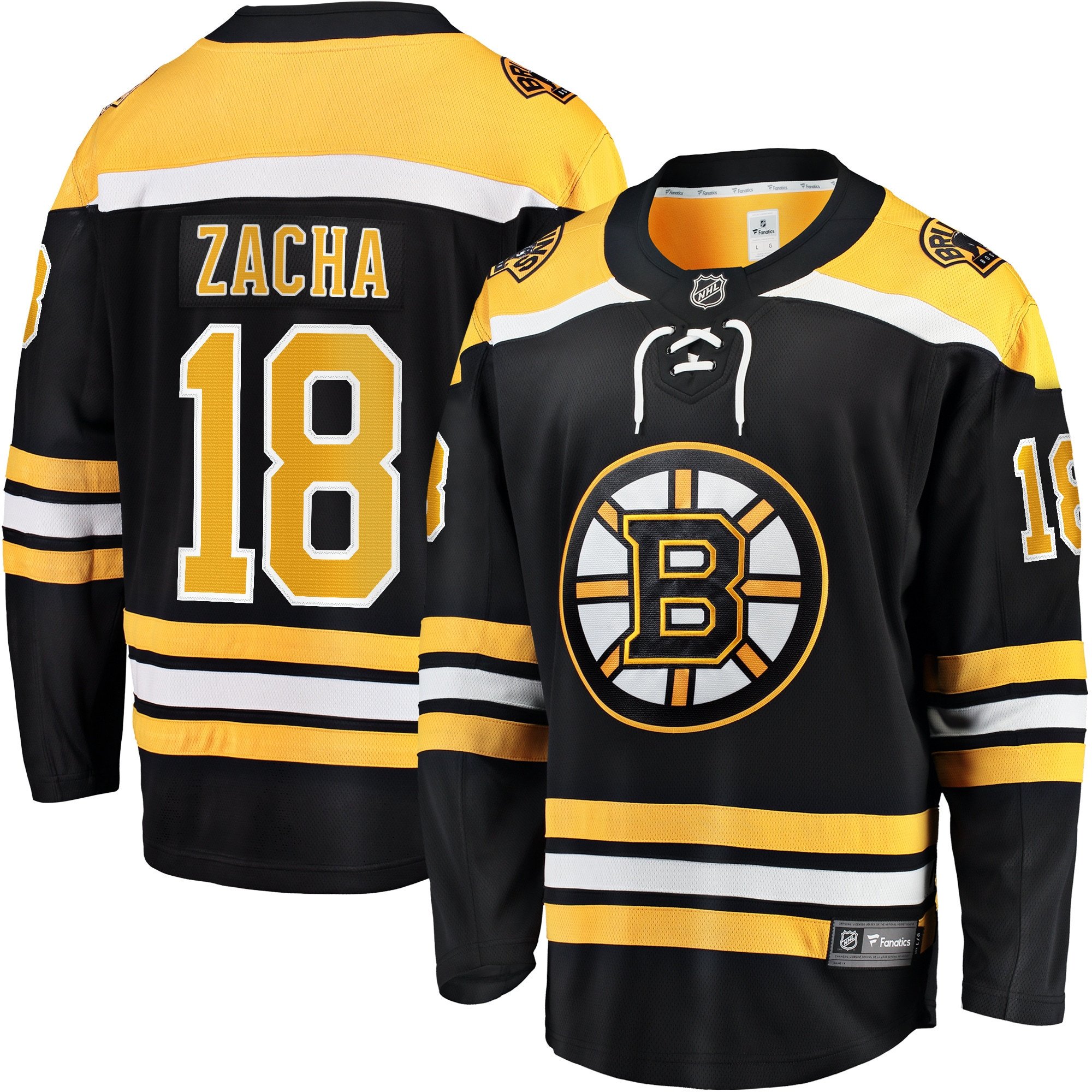 Pavel Zacha 18 Boston Bruins Breakaway Home Black NHL Jersey Men's