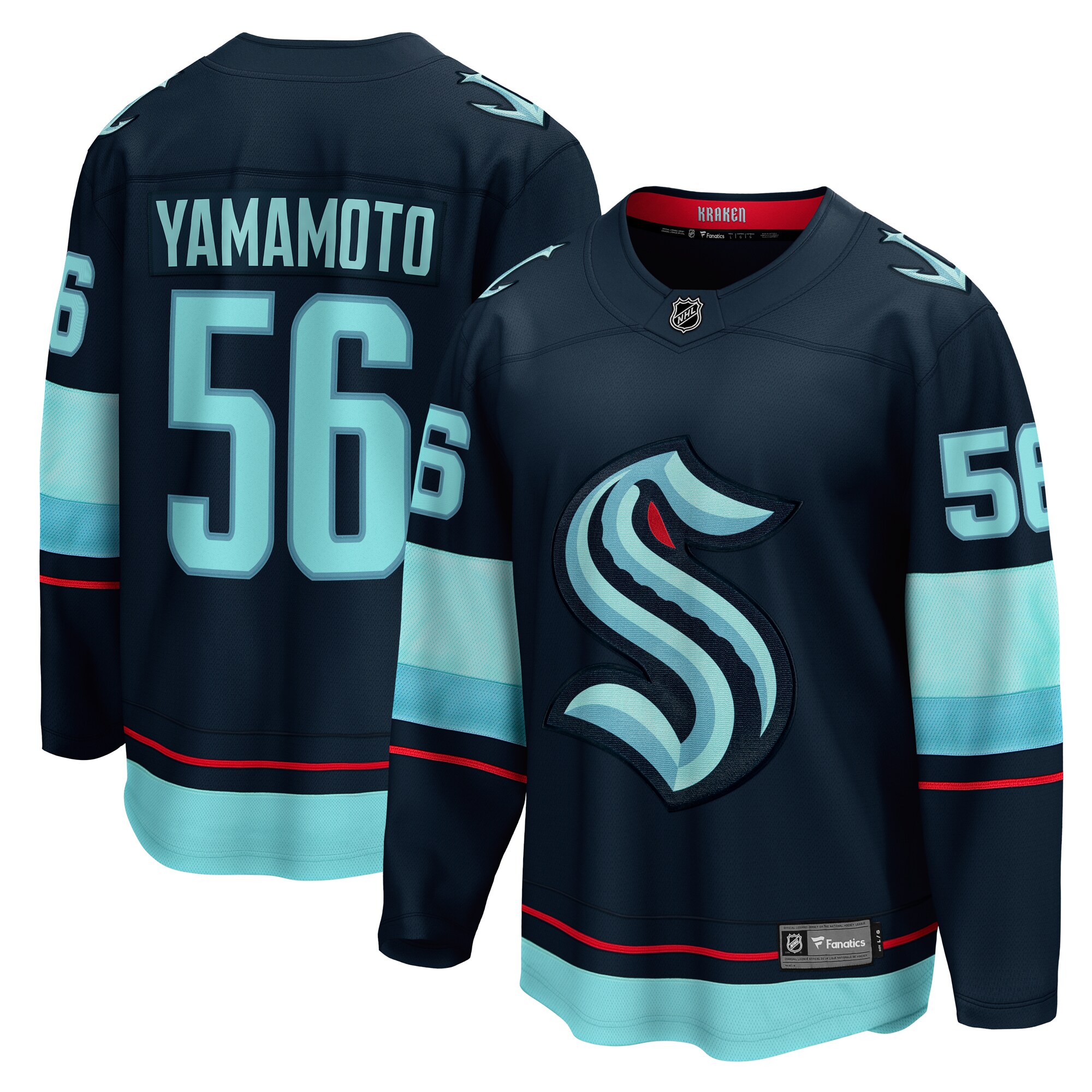 Seattle Kraken Kailer Yamamoto Deep Sea Blue Home Breakaway Player NHL Jersey Men's