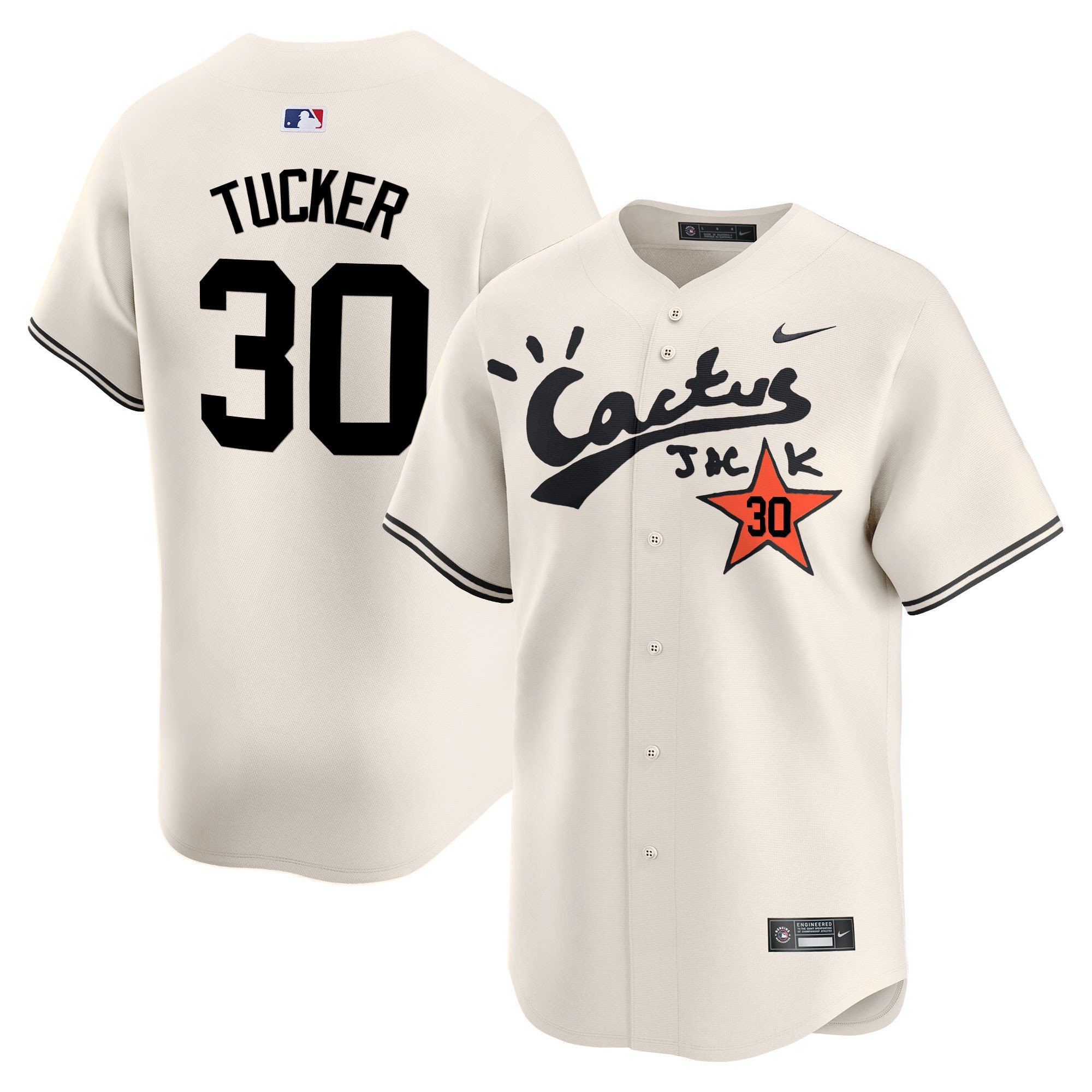 Kyle Tucker 30 Houston Astros Cactus Jack Cream V2 Men MLB Jersey Men's