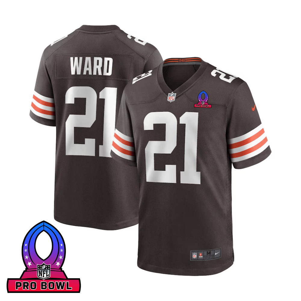 Denzel Ward 21 Cleveland Browns 2025 Pro Bowl Patch Game Brown NFL Jersey Men's
