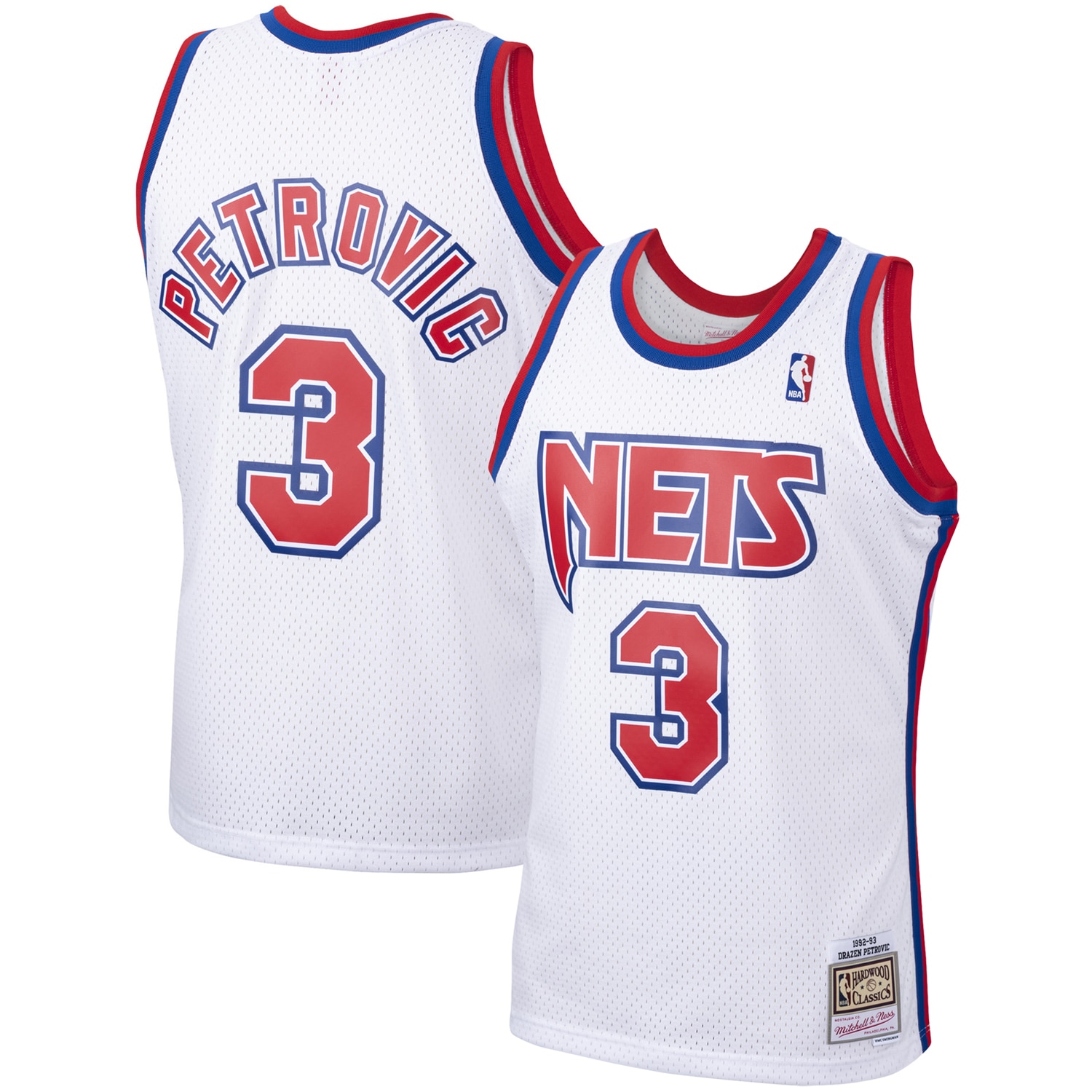 Mitchell Ness Drazen Petrovi White New Nets 1992 Hardwood Classics Swingman Player NBA Jersey Men's