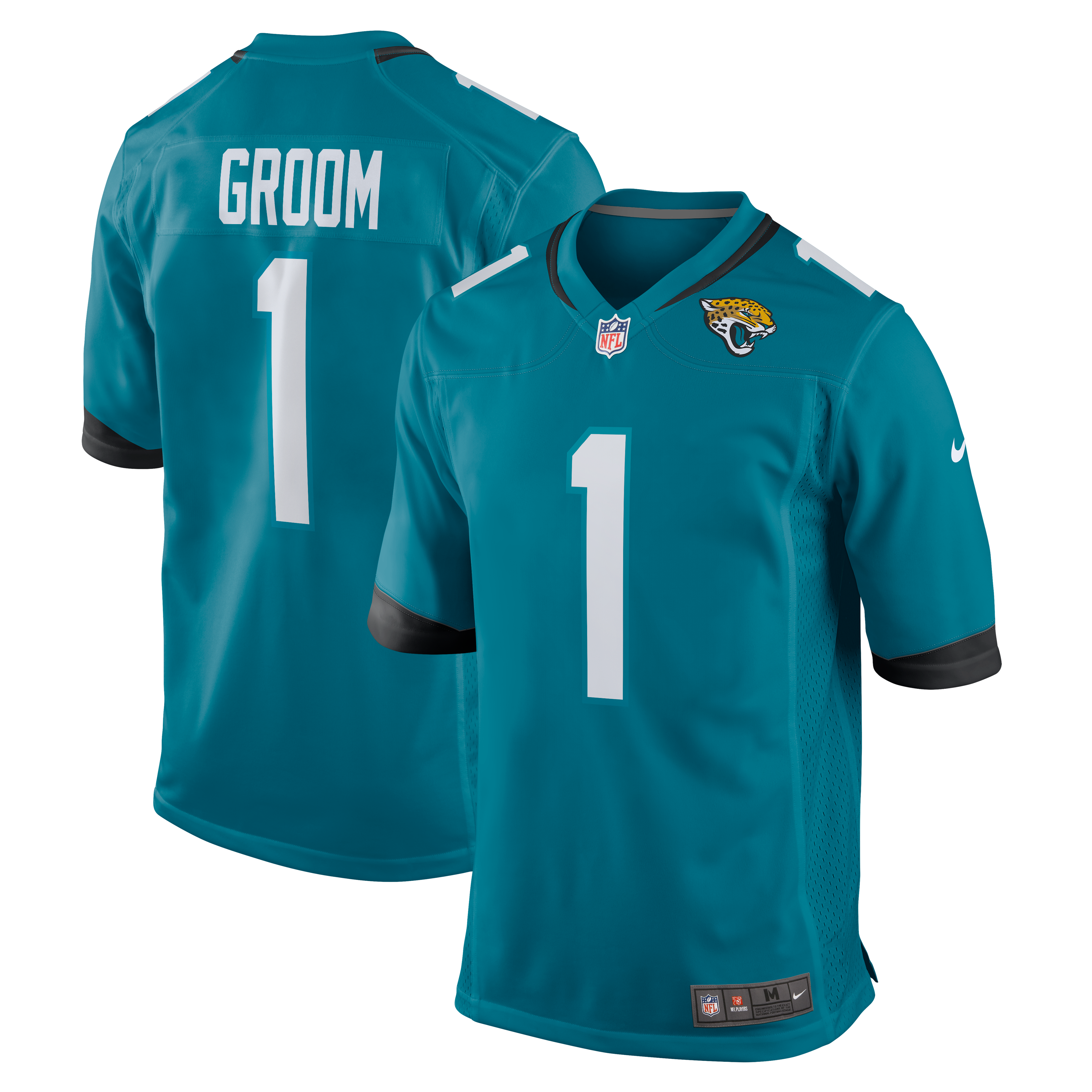 Jacksonville Jaguars Number 1 Groom Teal Game NFL Jersey Men's