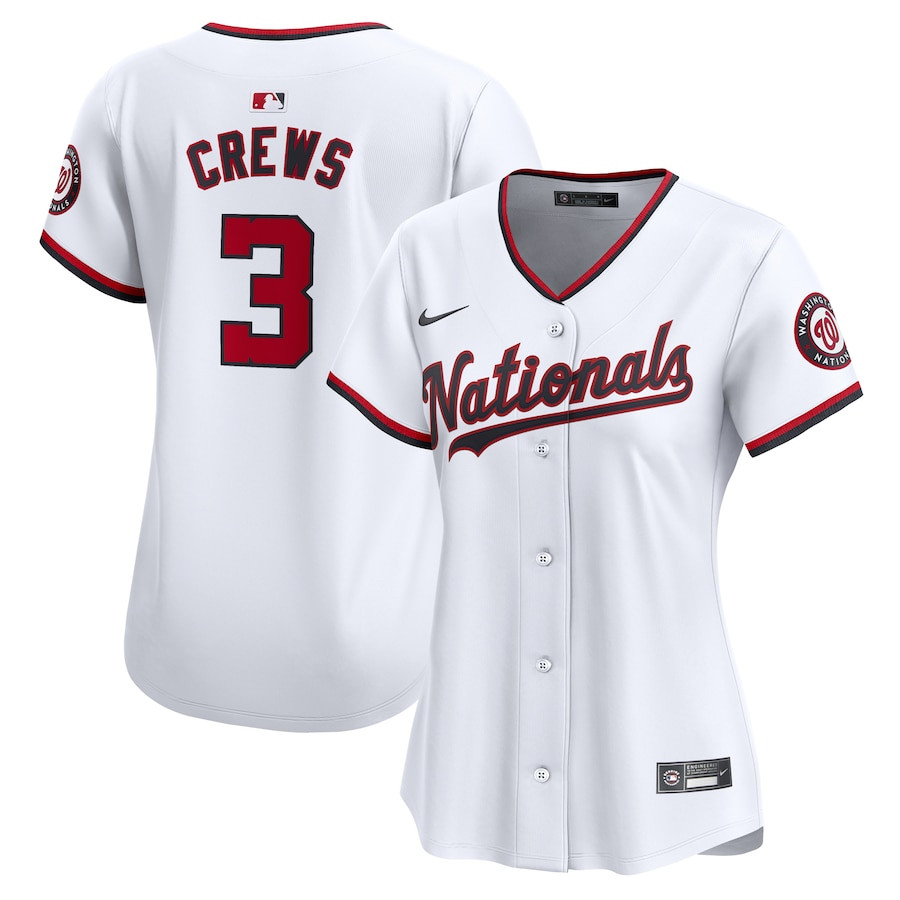 Dylan Crews 3 Washington Nationals Home Limited Player White MLB Jersey Women's